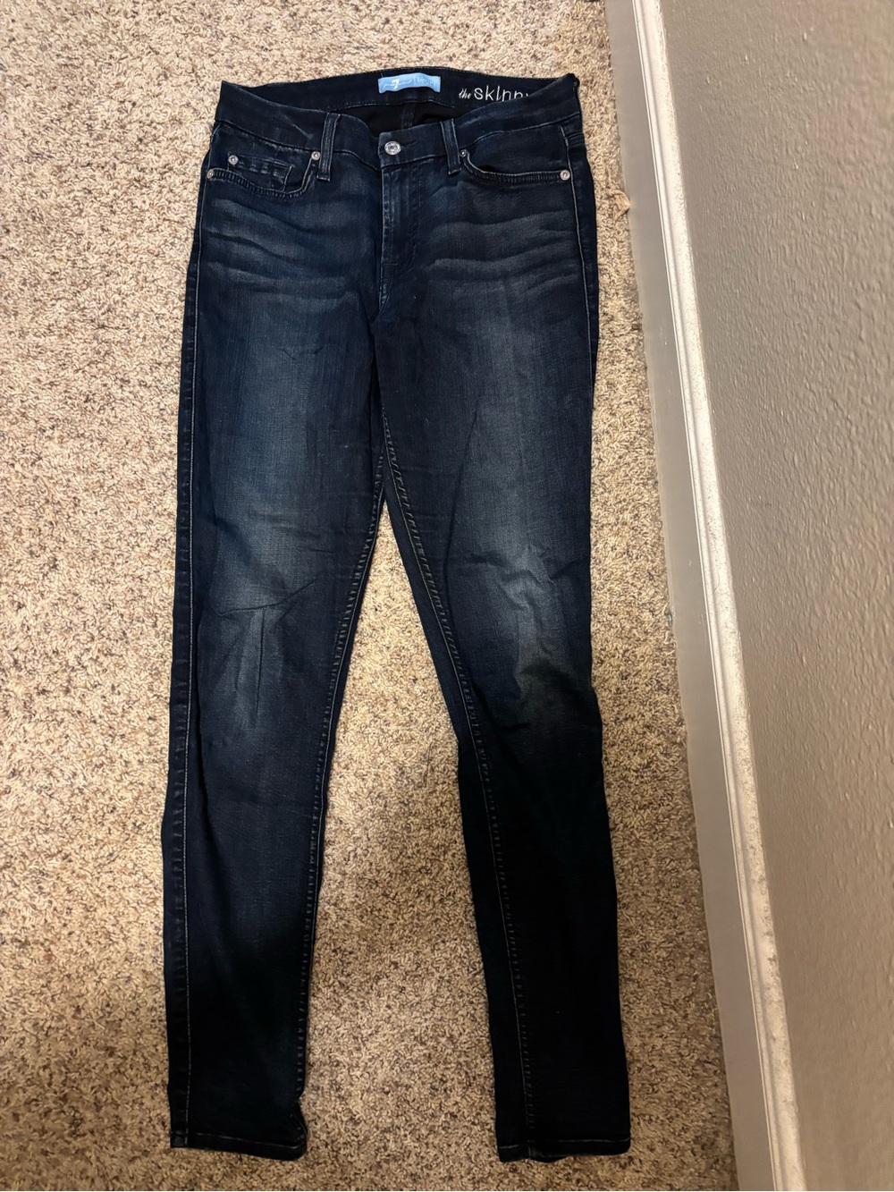 7 For All Mankind Dark Wash Skinny Jeans